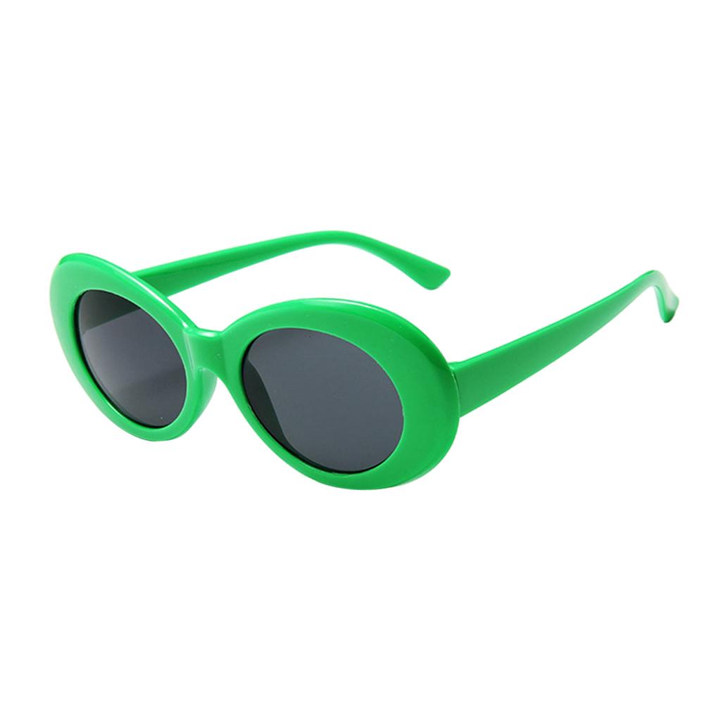 Oval Sunglass Lens Plastic Thick Frame Classic for Gatherings Holiday Travel Emerald framed gray