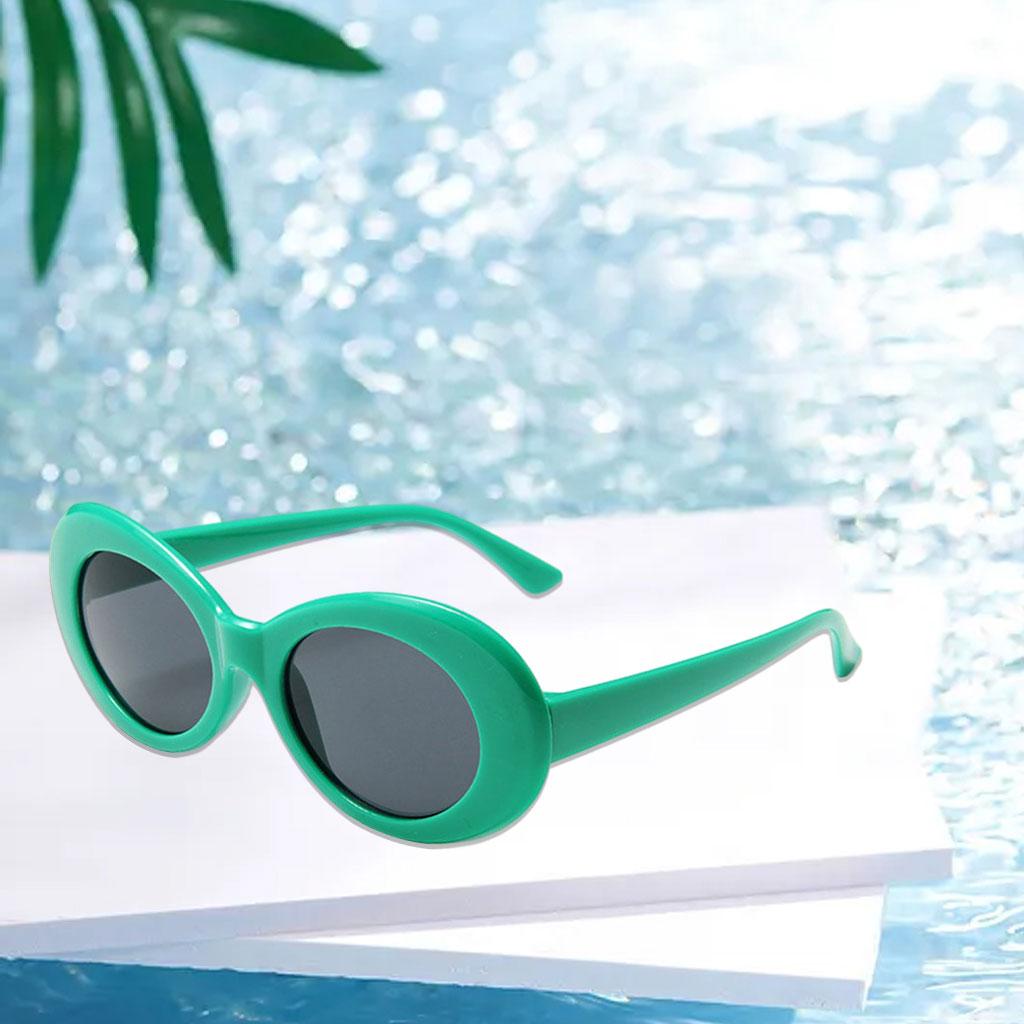 Oval Sunglass Lens Plastic Thick Frame Classic for Gatherings Holiday Travel Lake green gray
