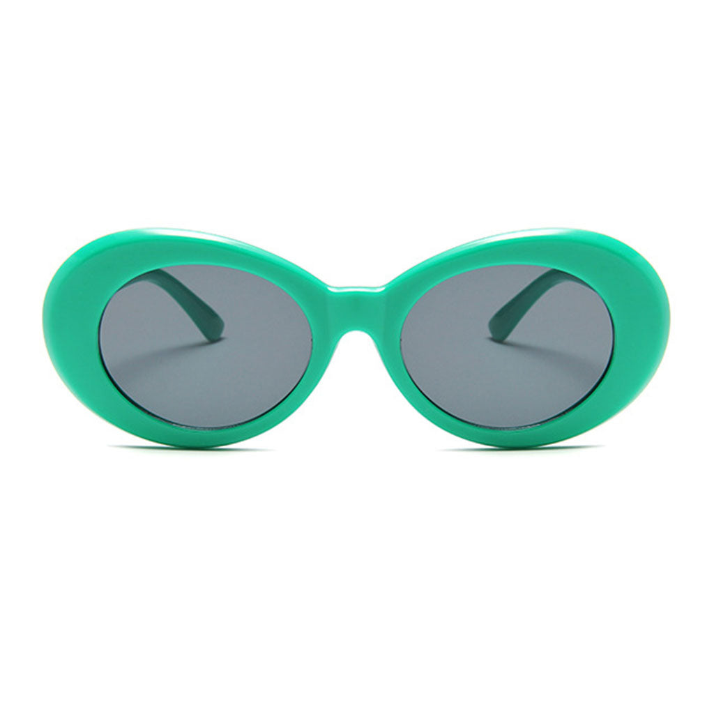 Oval Sunglass Lens Plastic Thick Frame Classic for Gatherings Holiday Travel Lake green gray