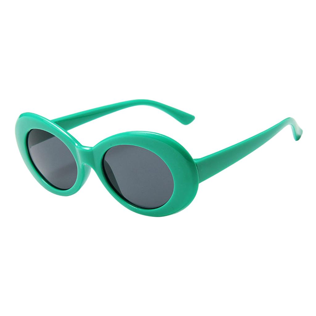 Oval Sunglass Lens Plastic Thick Frame Classic for Gatherings Holiday Travel Lake green gray
