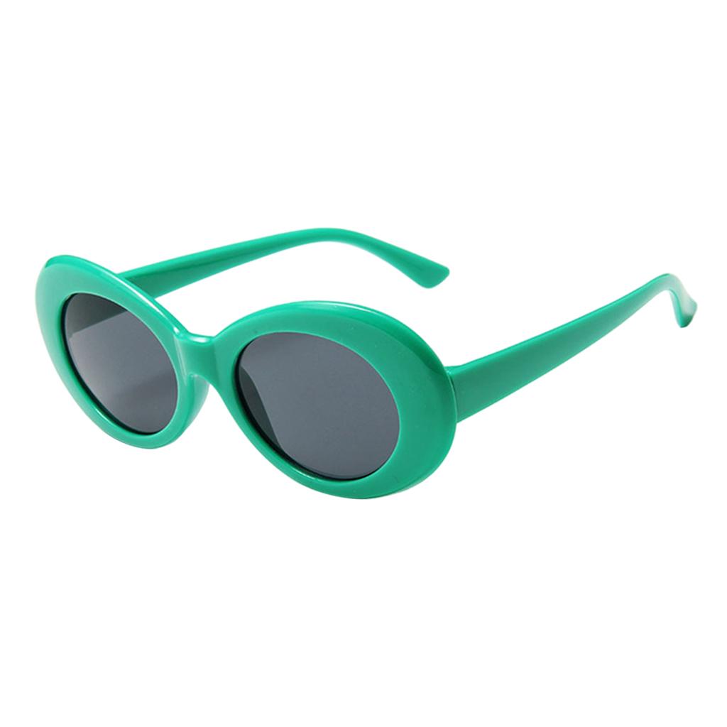 Oval Sunglass Lens Plastic Thick Frame Classic for Gatherings Holiday Travel Lake green gray