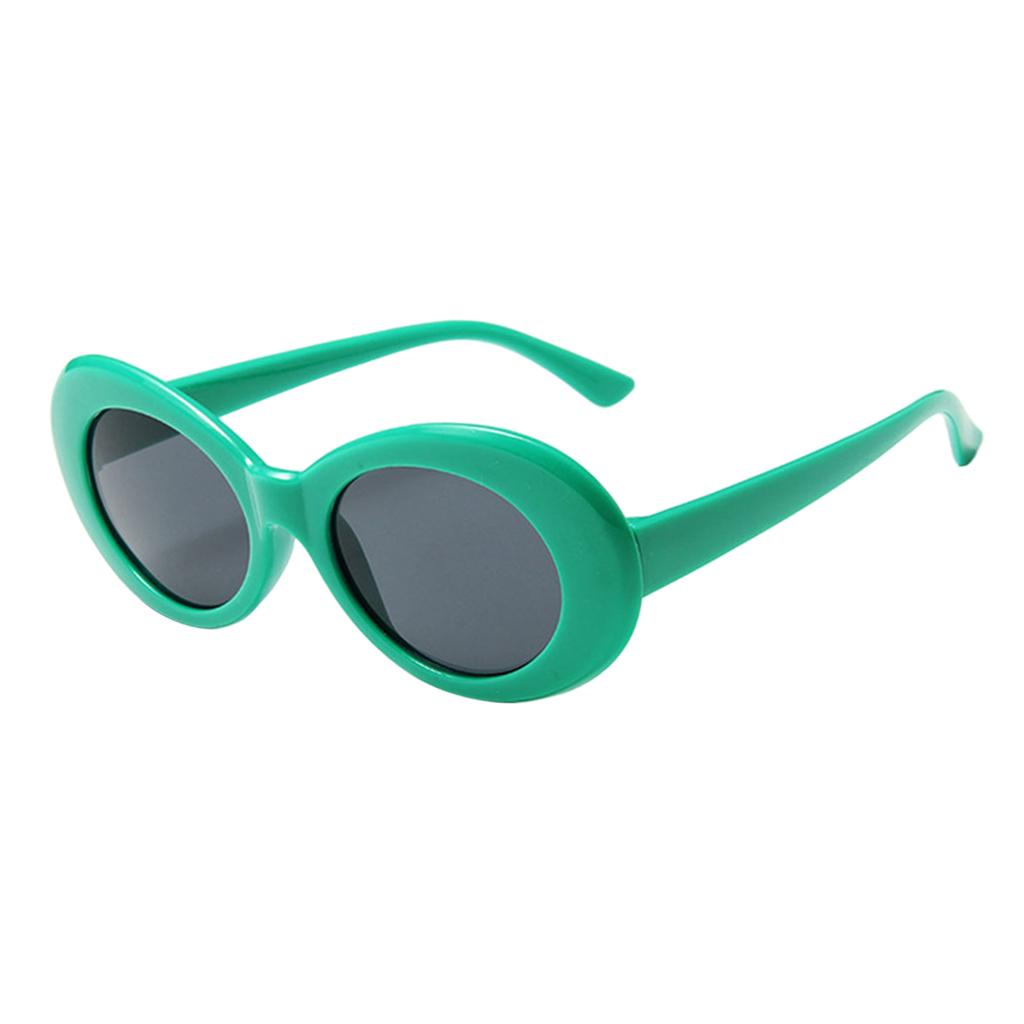 Oval Sunglass Lens Plastic Thick Frame Classic for Gatherings Holiday Travel Lake green gray