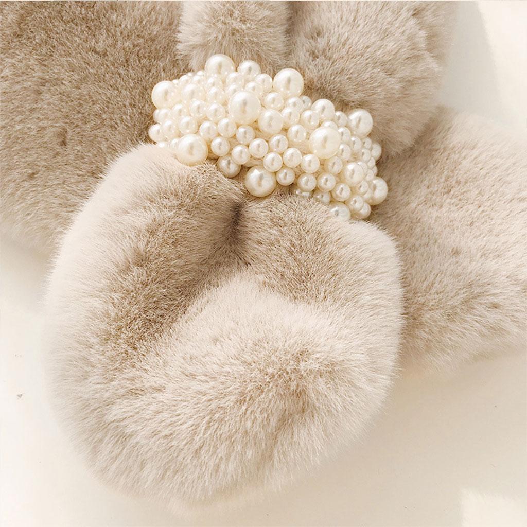 Scarves Furry Solid Warm Fleece Faux Fur Soft Cozy for Coat Dress Khaki