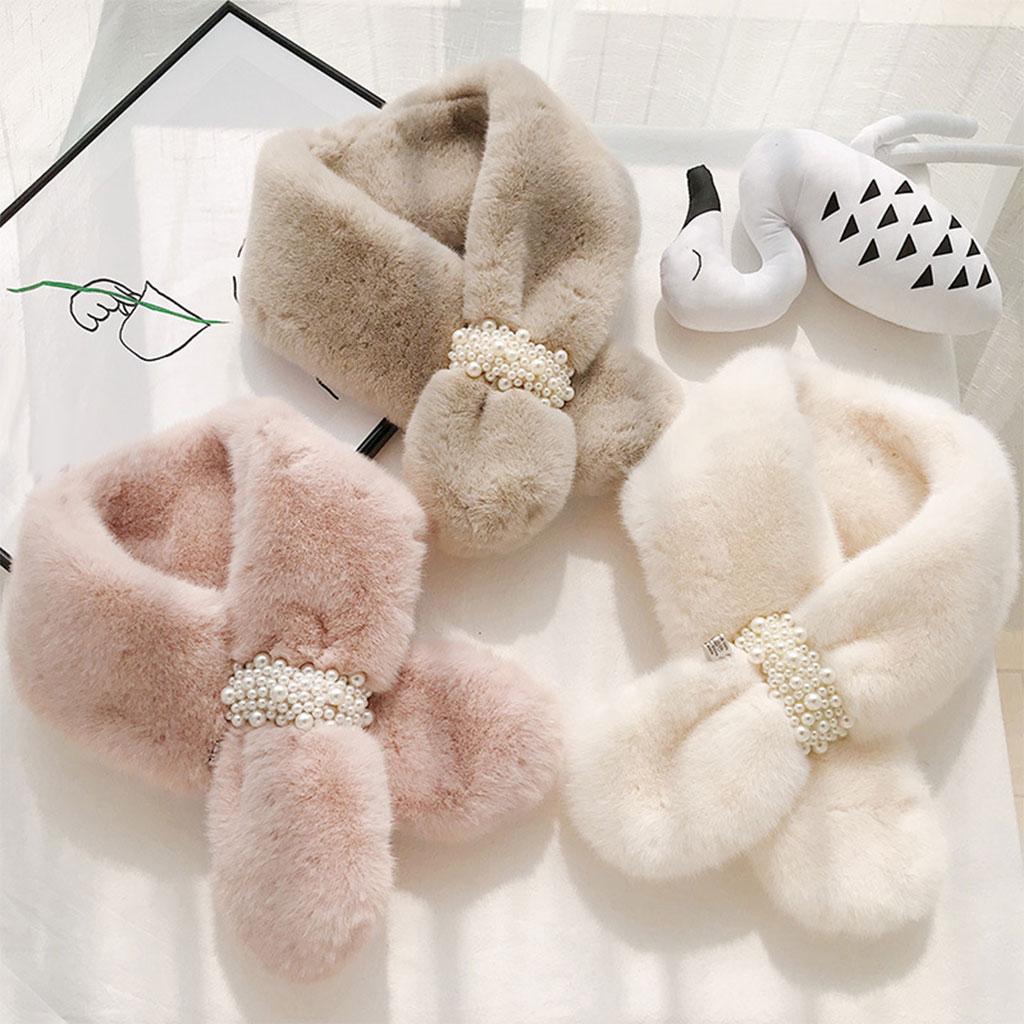 Scarves Furry Solid Warm Fleece Faux Fur Soft Cozy for Coat Dress Khaki