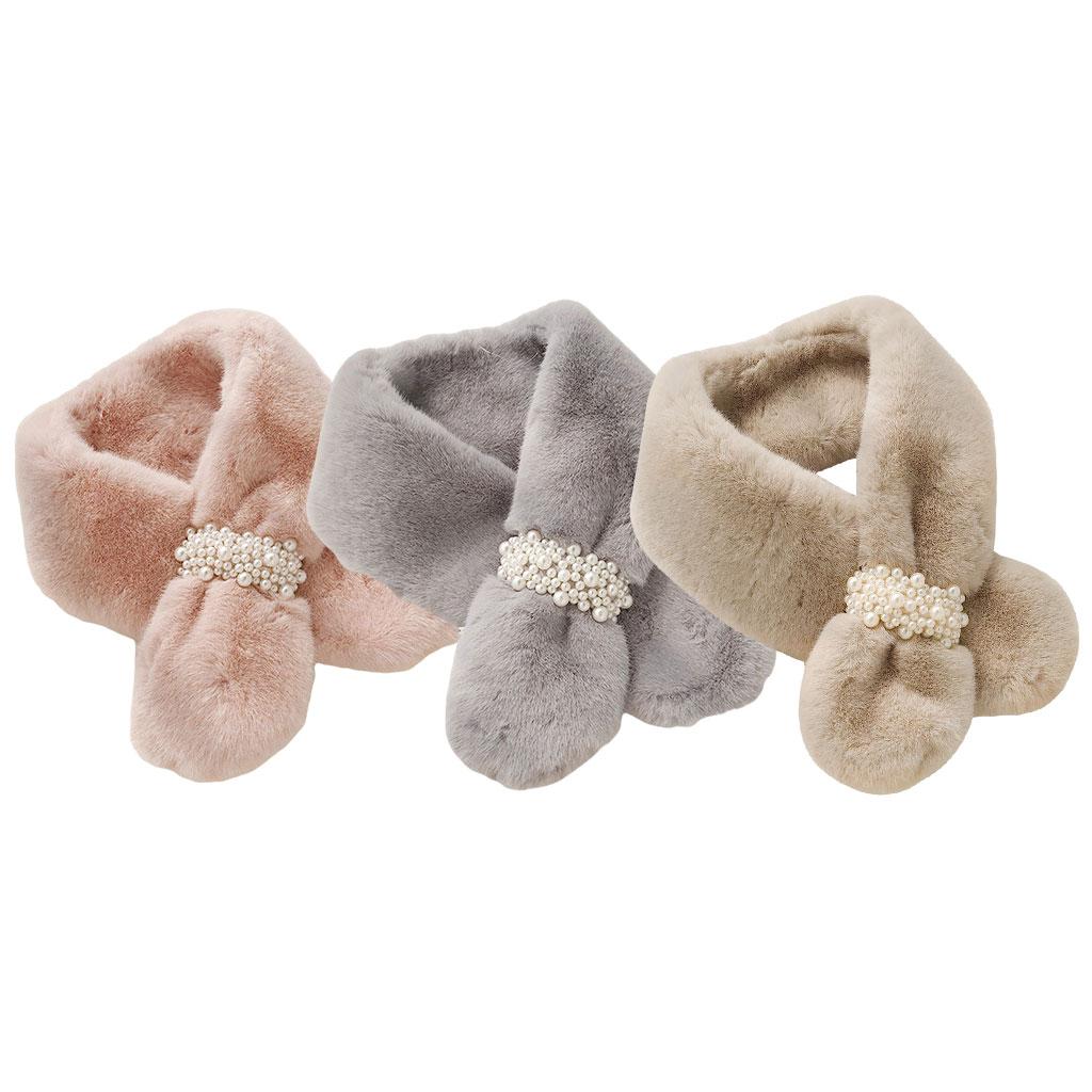 Scarves Furry Solid Warm Fleece Faux Fur Soft Cozy for Coat Dress Khaki