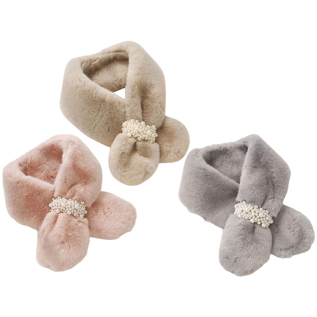 Scarves Furry Solid Warm Fleece Faux Fur Soft Cozy for Coat Dress Khaki