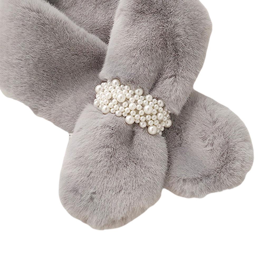Scarves Furry Solid Warm Fleece Faux Fur Soft Cozy for Coat Dress Light Grey