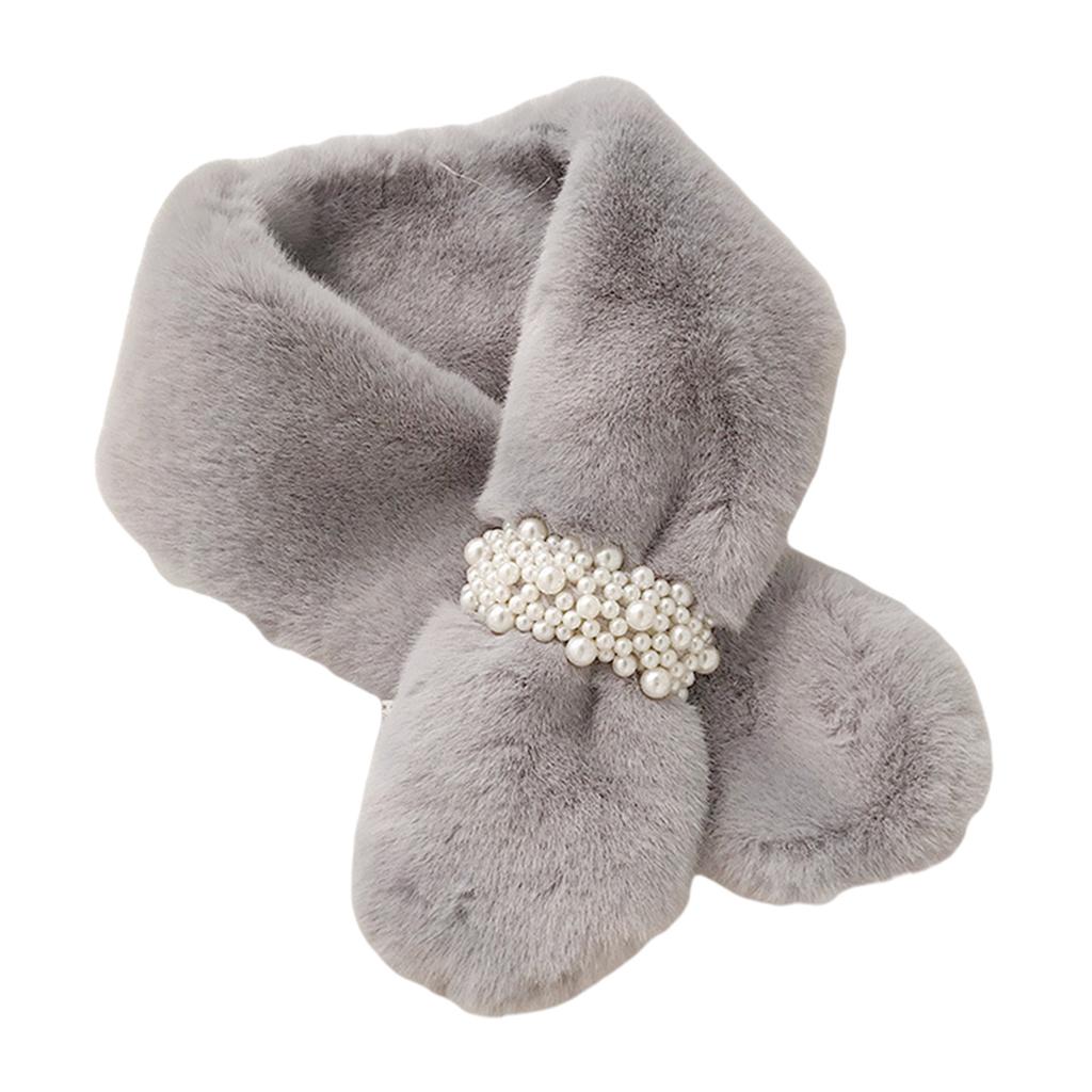 Scarves Furry Solid Warm Fleece Faux Fur Soft Cozy for Coat Dress Light Grey