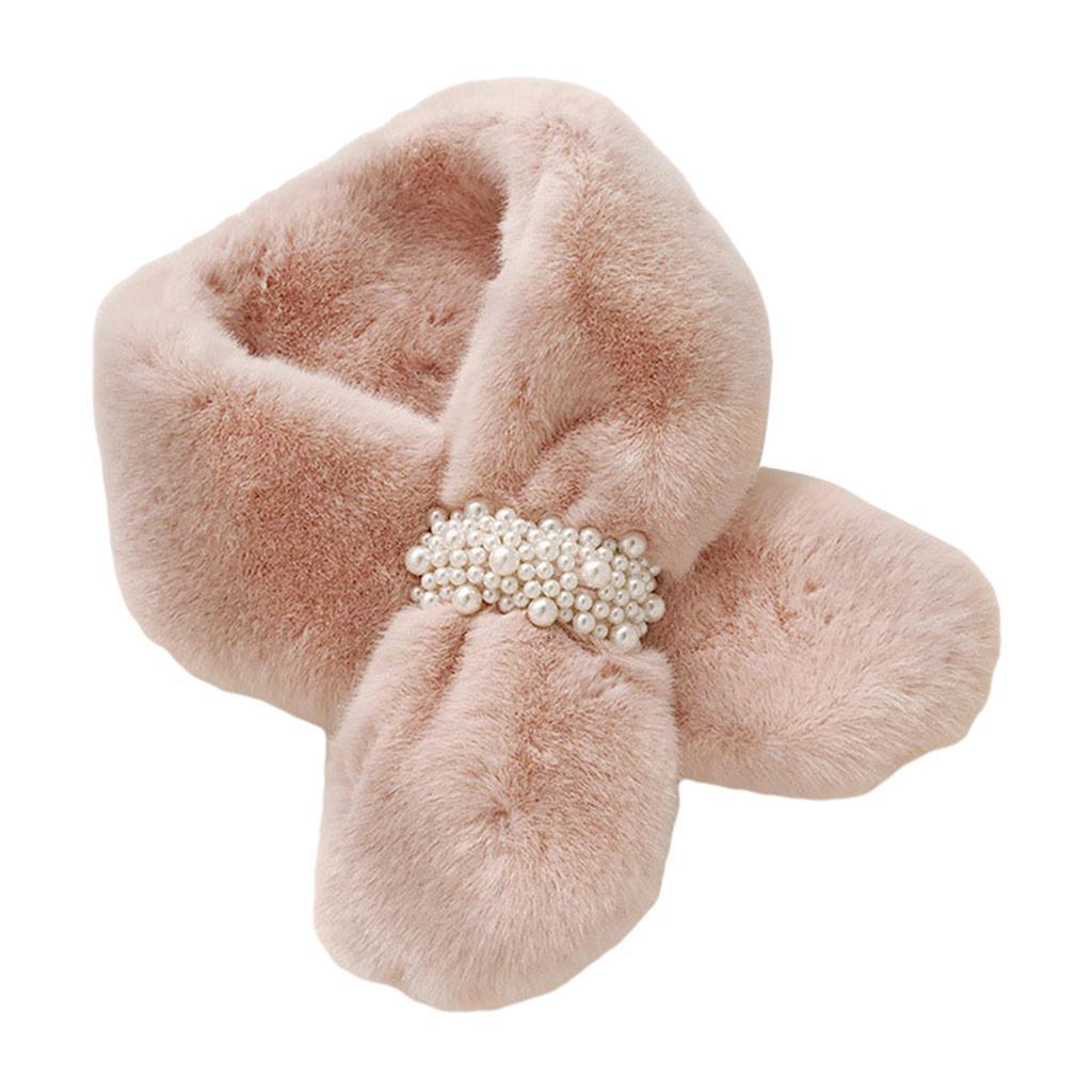 Scarves Furry Solid Warm Fleece Faux Fur Soft Cozy for Coat Dress Pink