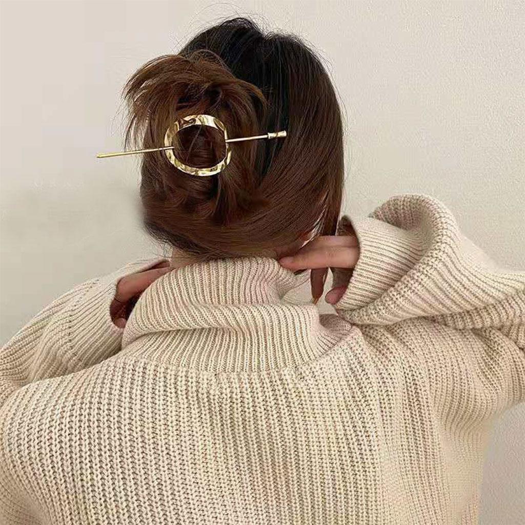 Fashion Girls Hair Clip Exquisite Hairpin Headwear Accessory  Golden Round
