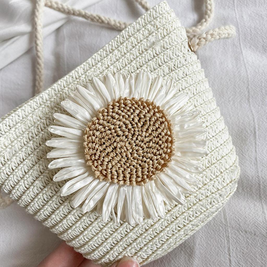 Straw Bag Portable Colorful Accessories Humanize Practical for Girl white