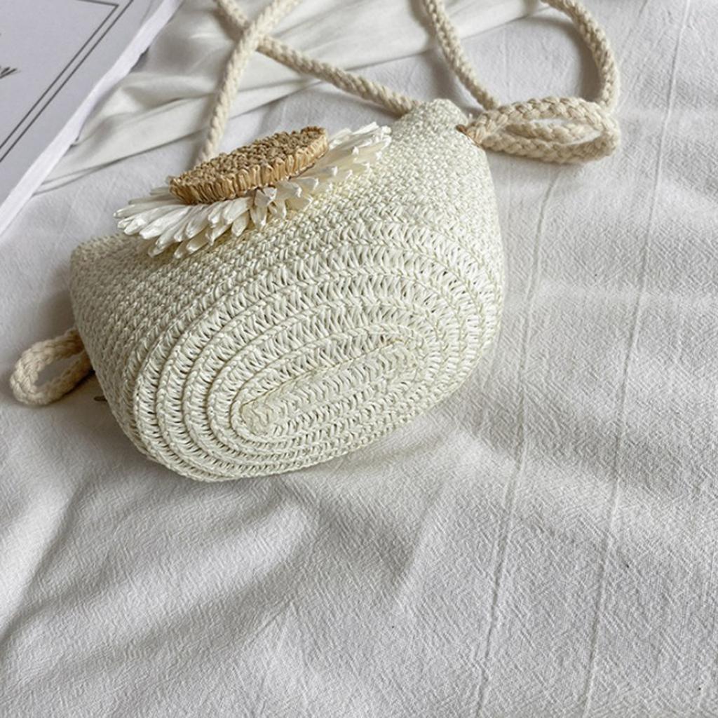 Straw Bag Portable Colorful Accessories Humanize Practical for Girl white