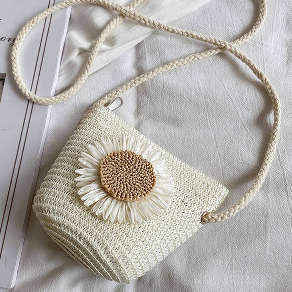 Straw Bag Portable Colorful Accessories Humanize Practical for Girl white