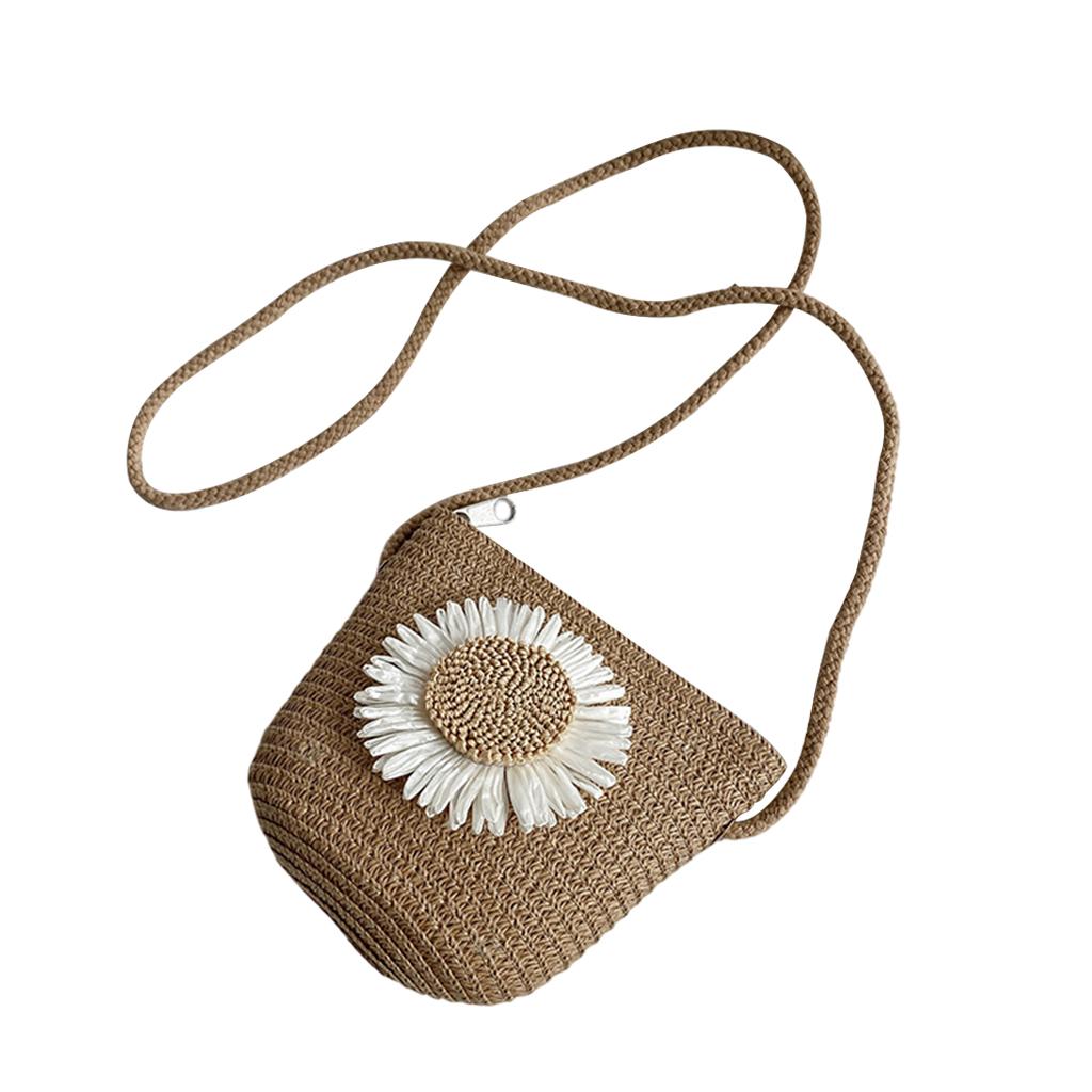 Straw Bag Portable Colorful Accessories Humanize Practical for Girl Khaki