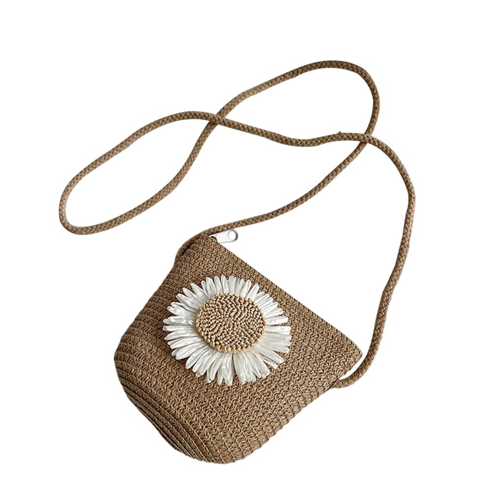 Straw Bag Portable Colorful Accessories Humanize Practical for Girl Khaki