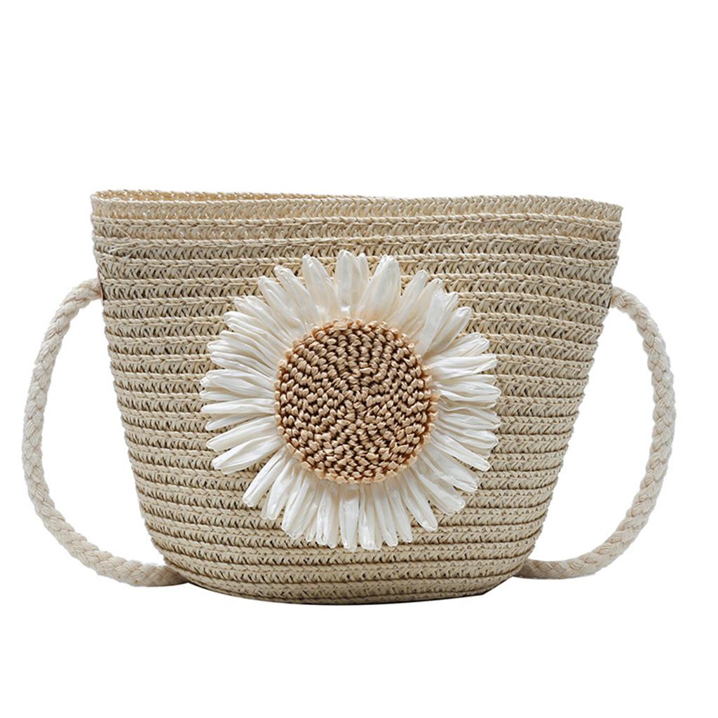 Straw Bag Portable Colorful Accessories Humanize Practical for Girl Beige