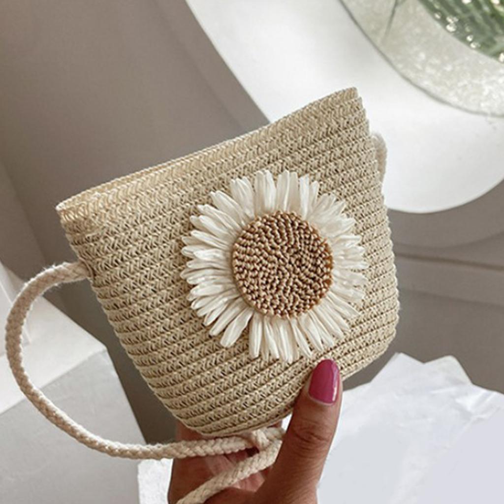Straw Bag Portable Colorful Accessories Humanize Practical for Girl Beige