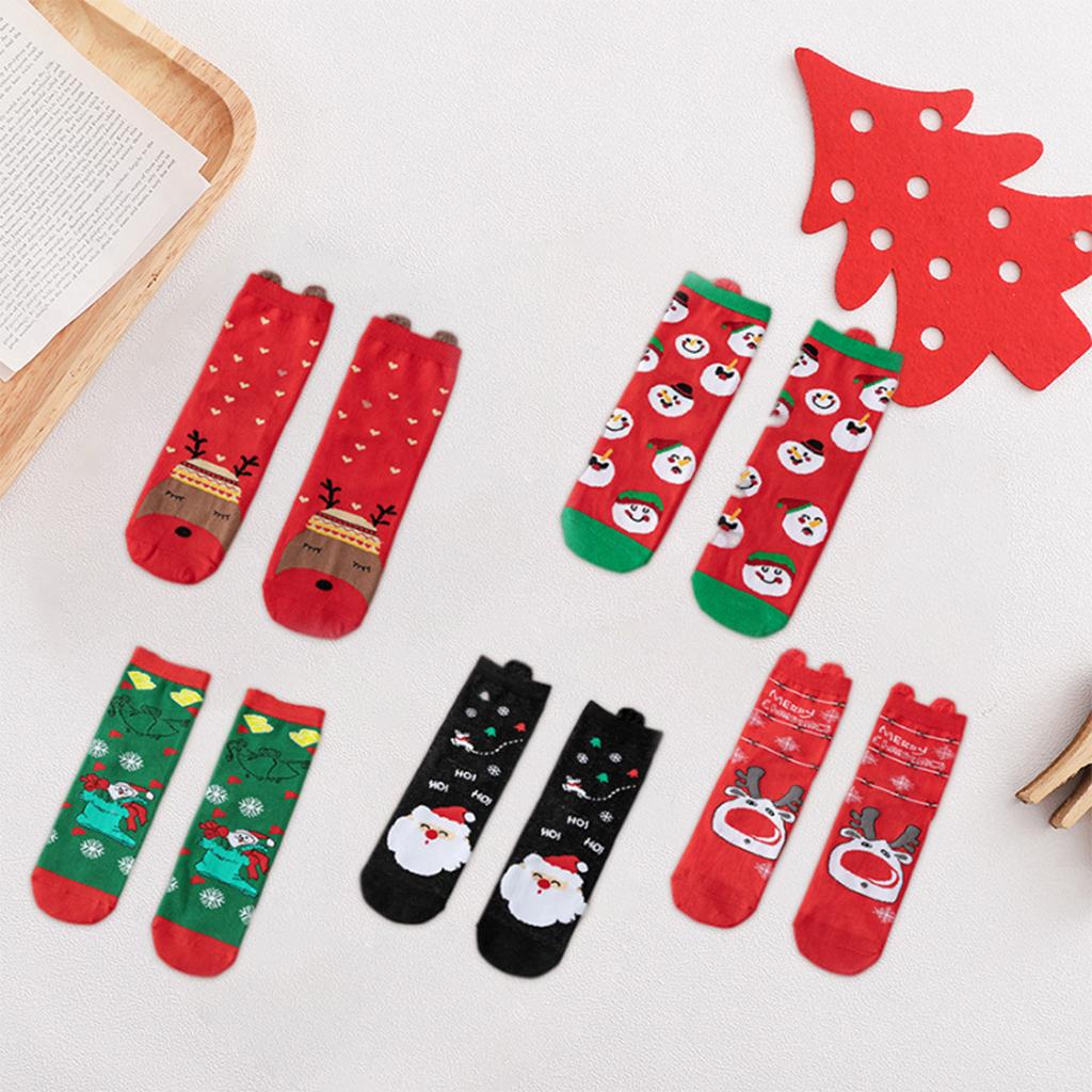 4Pairs Womens Cotton Sock Cute Deer Christmas Pattern Socks Dog Funny Sock A