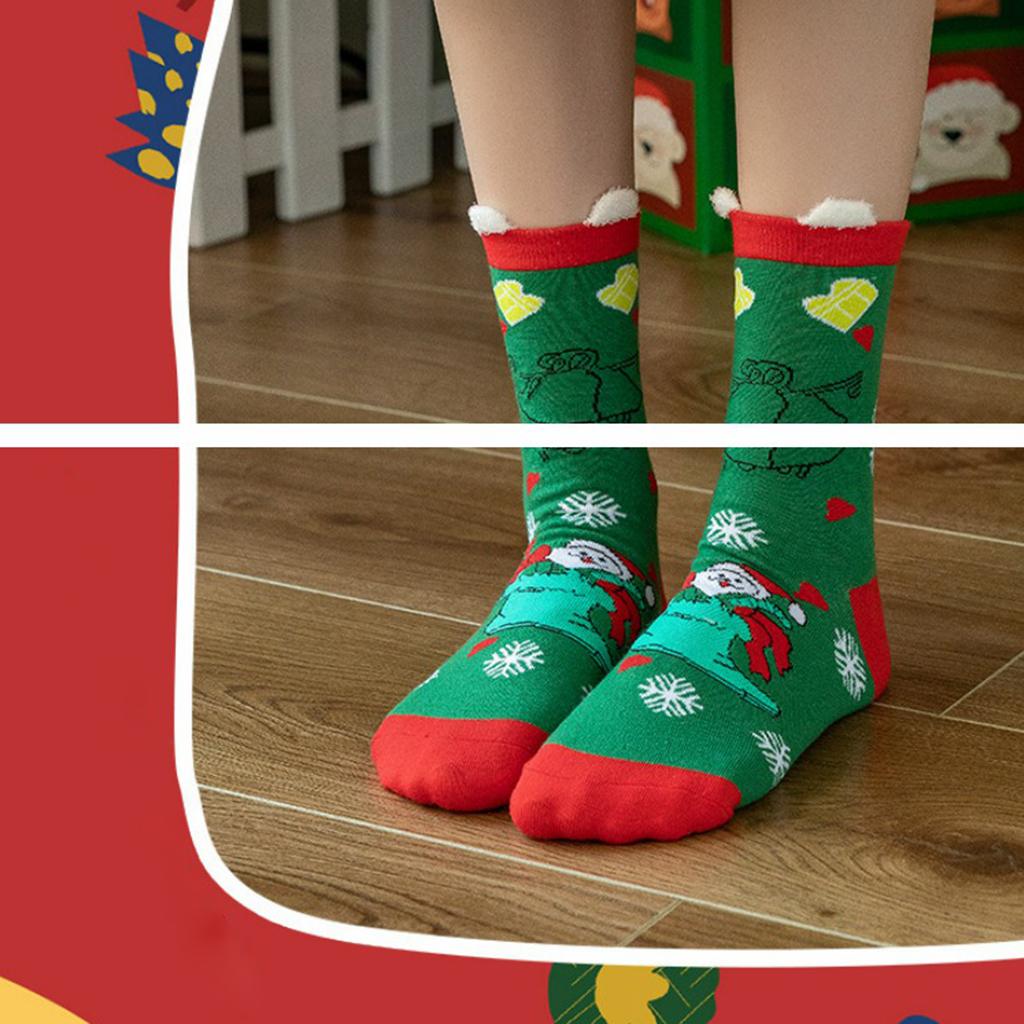 4Pairs Womens Cotton Sock Cute Deer Christmas Pattern Socks Dog Funny Sock A
