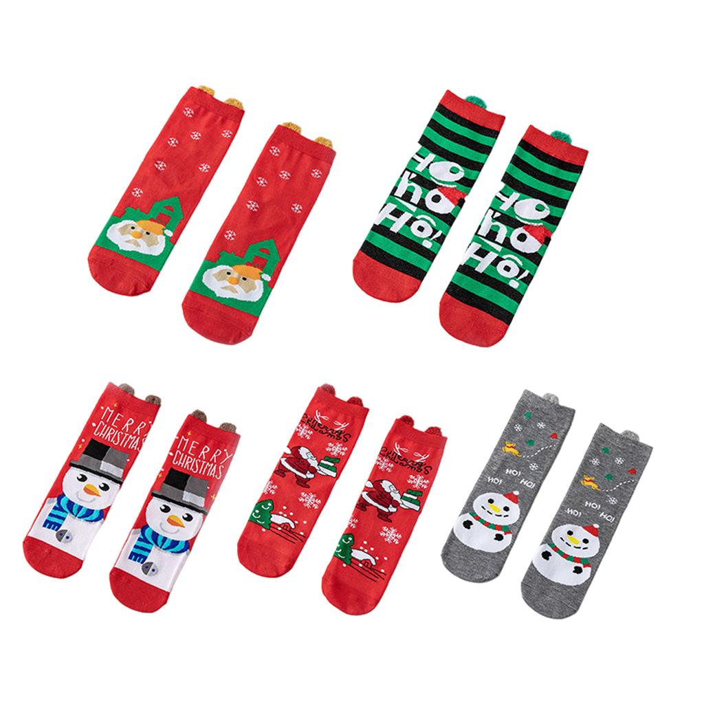 4Pairs Womens Cotton Sock Cute Deer Christmas Pattern Socks Dog Funny Sock B