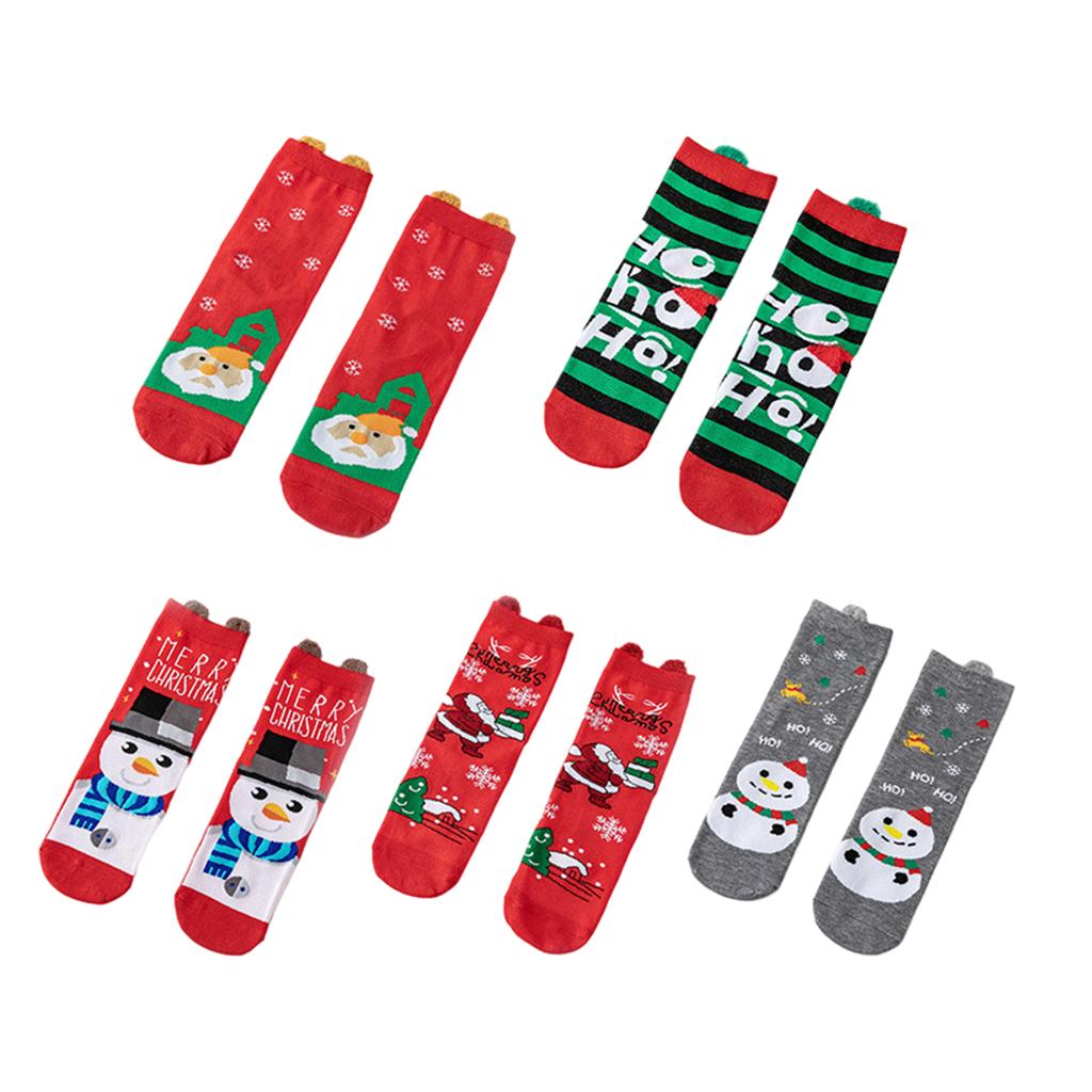 4Pairs Womens Cotton Sock Cute Deer Christmas Pattern Socks Dog Funny Sock B