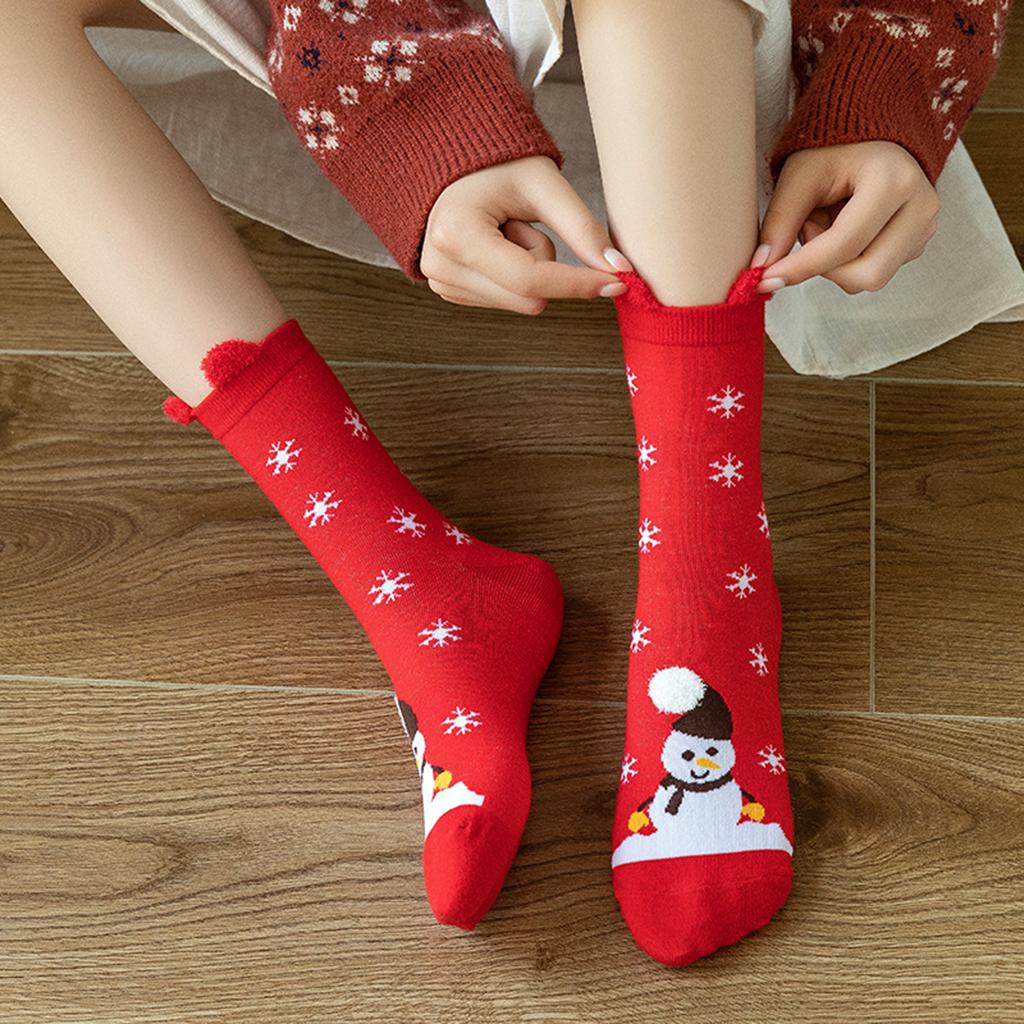 4Pairs Womens Cotton Sock Cute Deer Christmas Pattern Socks Dog Funny Sock D