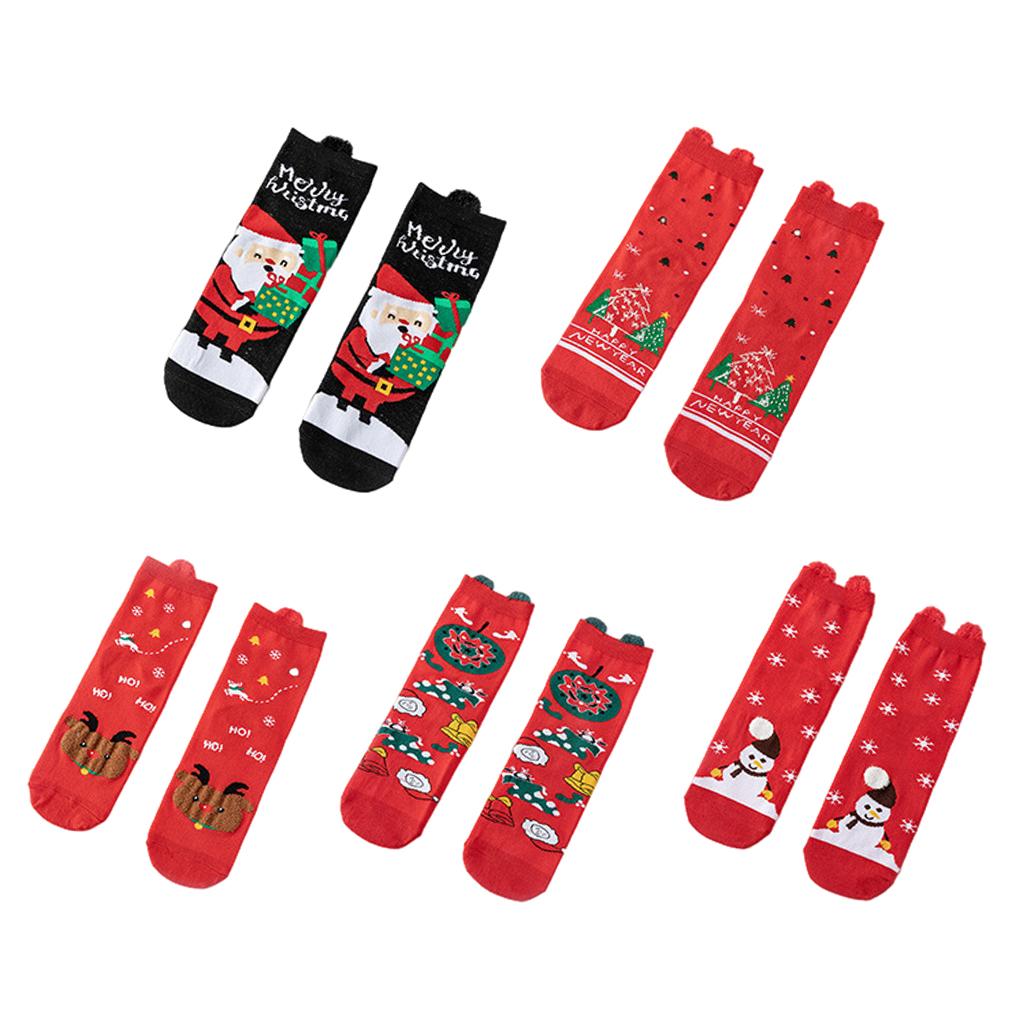 4Pairs Womens Cotton Sock Cute Deer Christmas Pattern Socks Dog Funny Sock D