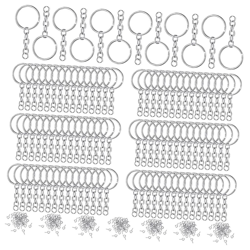 360pcs Key Chains Rings DIY Open Split Jump Ring Silver Keyring Blanks Sliver