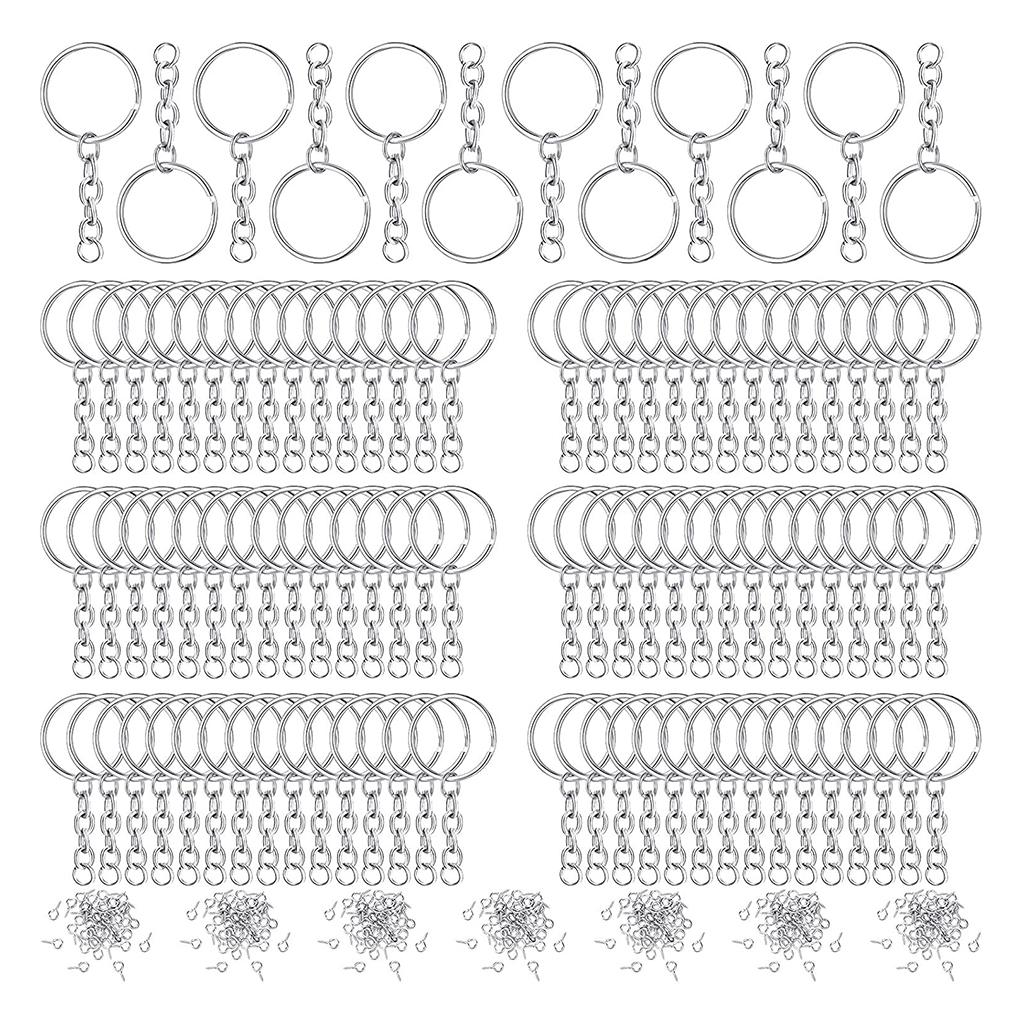 360pcs Key Chains Rings DIY Open Split Jump Ring Silver Keyring Blanks Sliver
