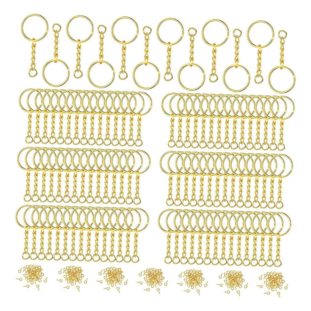 360pcs Key Chains Rings DIY Open Split Jump Ring Silver Keyring Blanks Gold