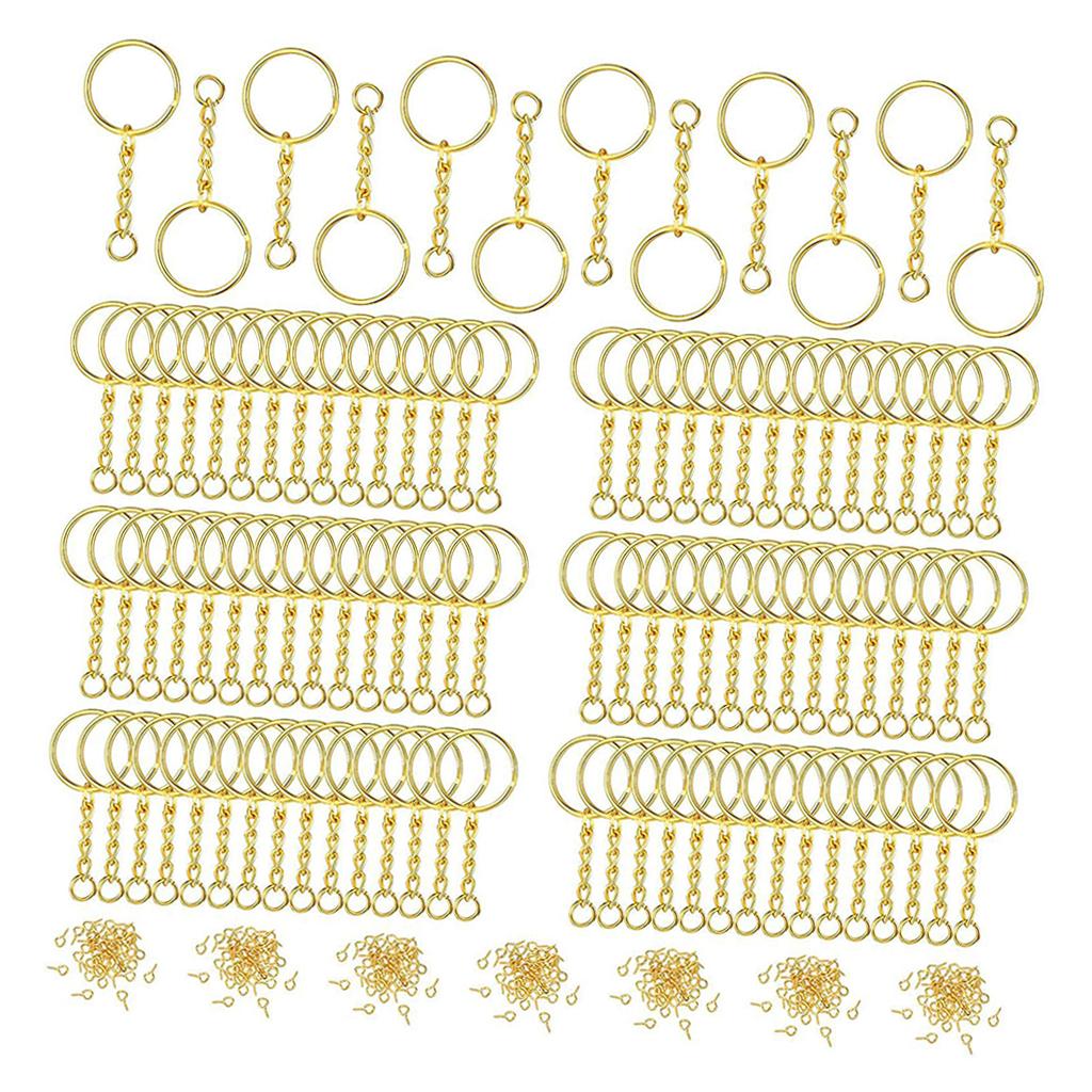 360pcs Key Chains Rings DIY Open Split Jump Ring Silver Keyring Blanks Gold