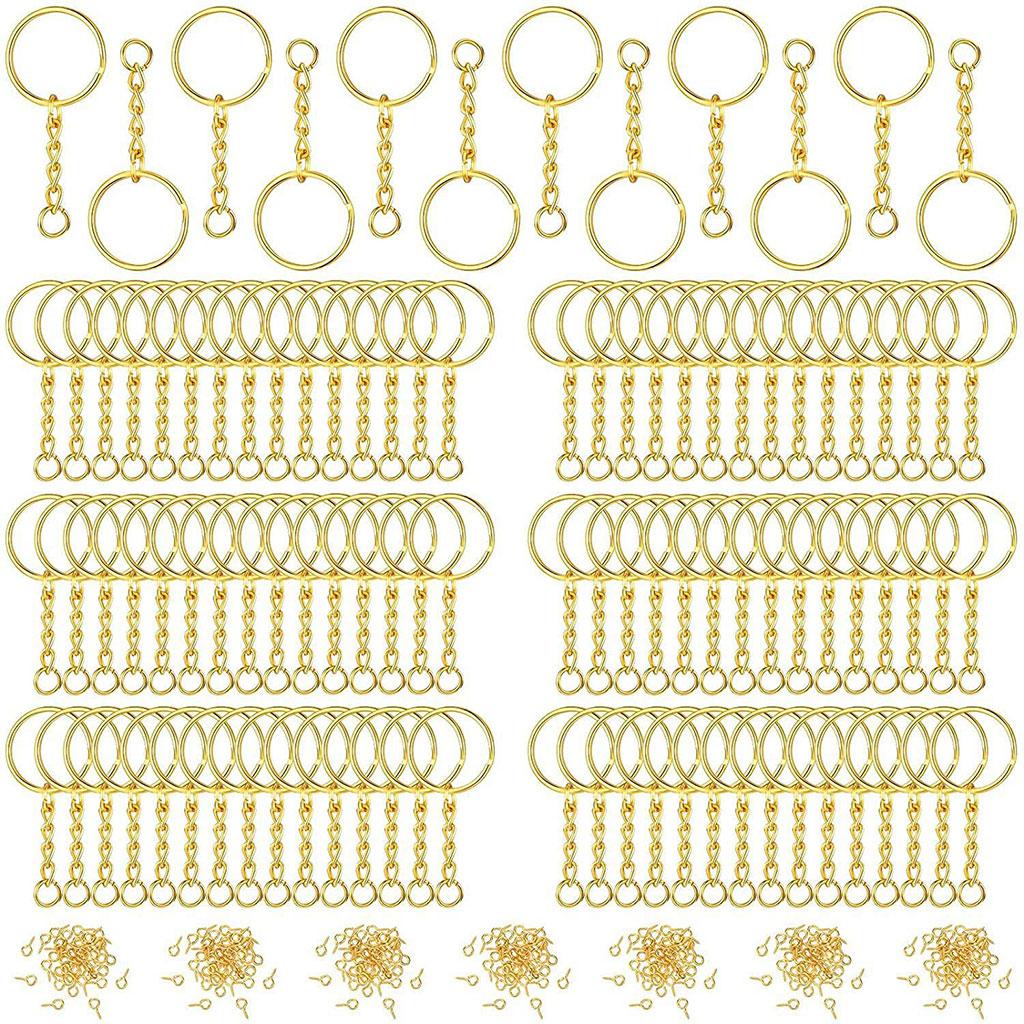 360pcs Key Chains Rings DIY Open Split Jump Ring Silver Keyring Blanks Gold