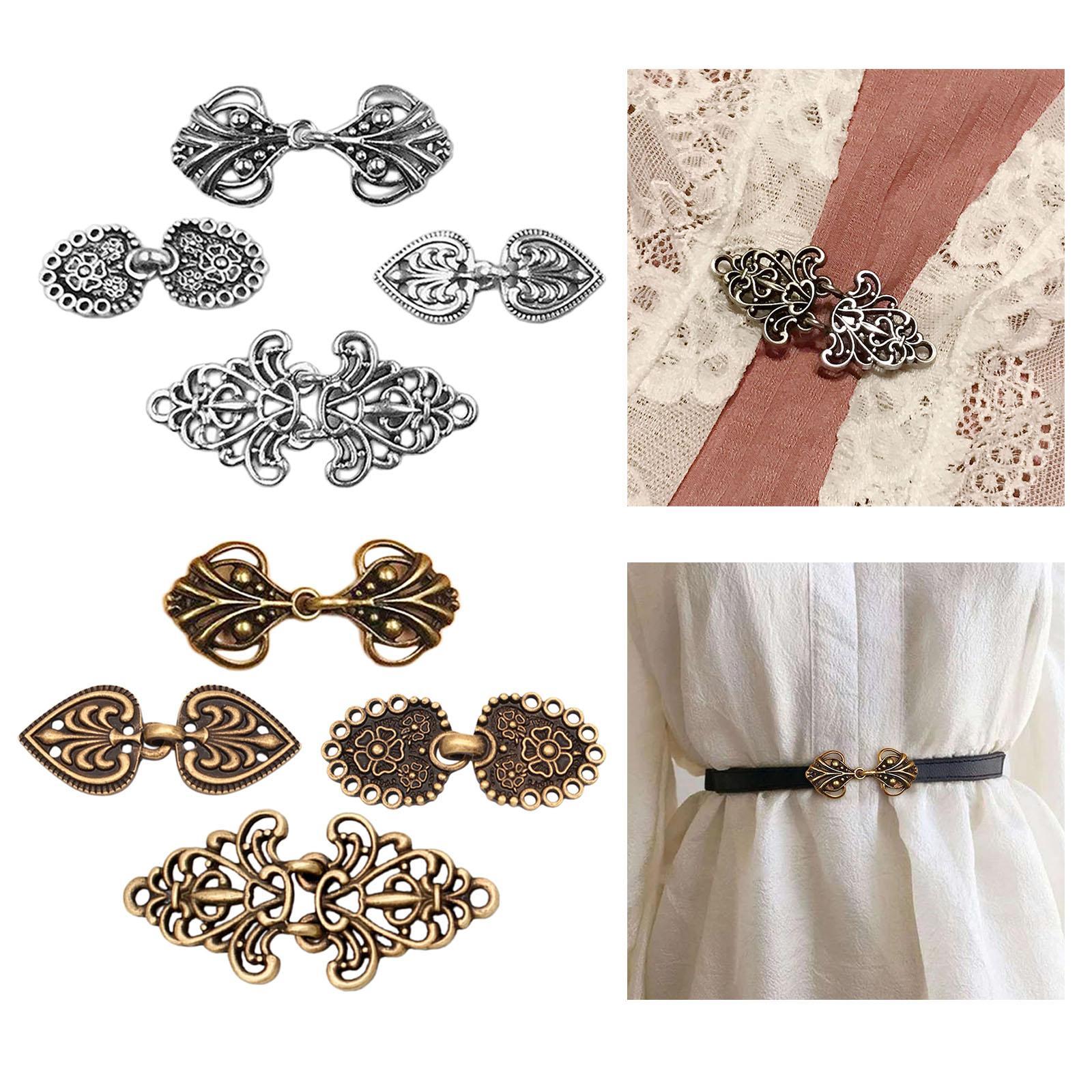 4Pcs Medieval Alloy Shawl Fastener Sew Cardigan Clips Celtic for Girl Women Bronze