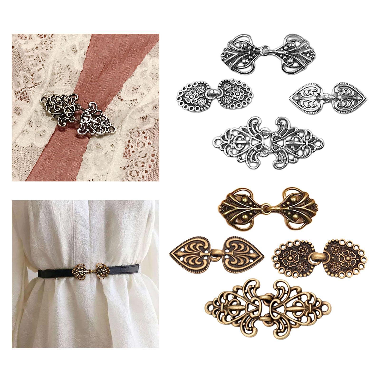 4Pcs Medieval Alloy Shawl Fastener Sew Cardigan Clips Celtic for Girl Women Bronze