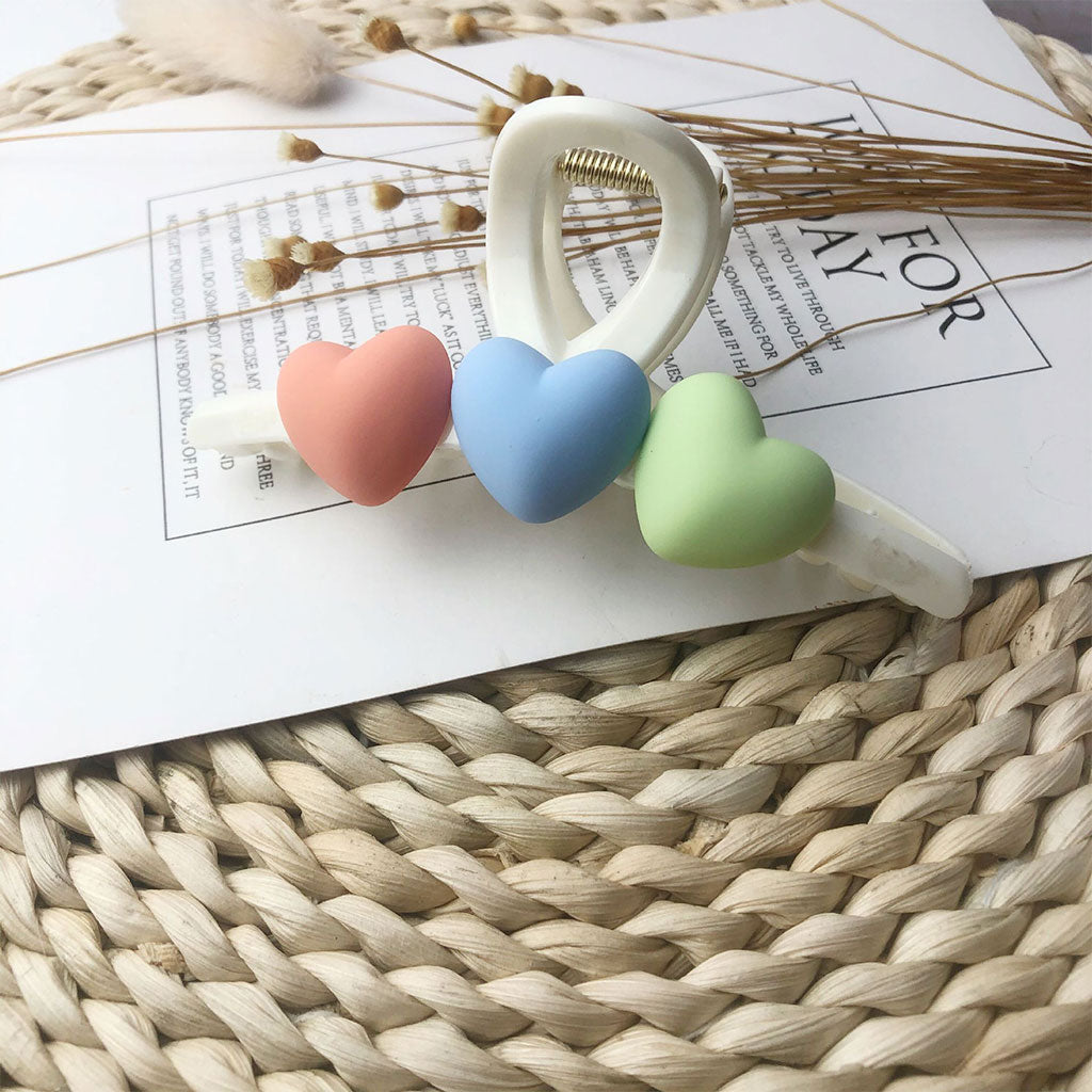 Acrylic Hair Claw Clips Hair Clamps Durable Jaw Heart White 11cm