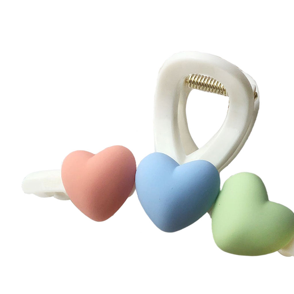 Acrylic Hair Claw Clips Hair Clamps Durable Jaw Heart White 11cm