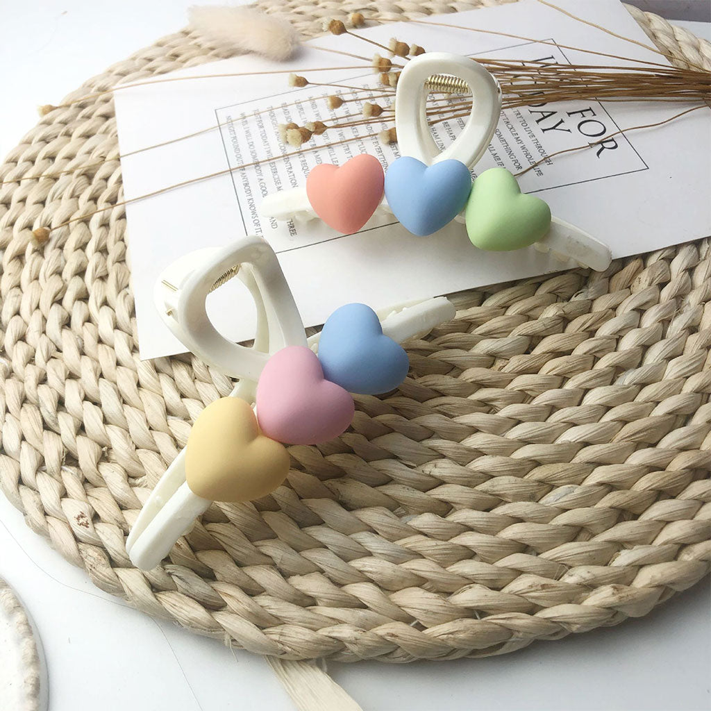 Acrylic Hair Claw Clips Hair Clamps Durable Jaw Heart White 11cm