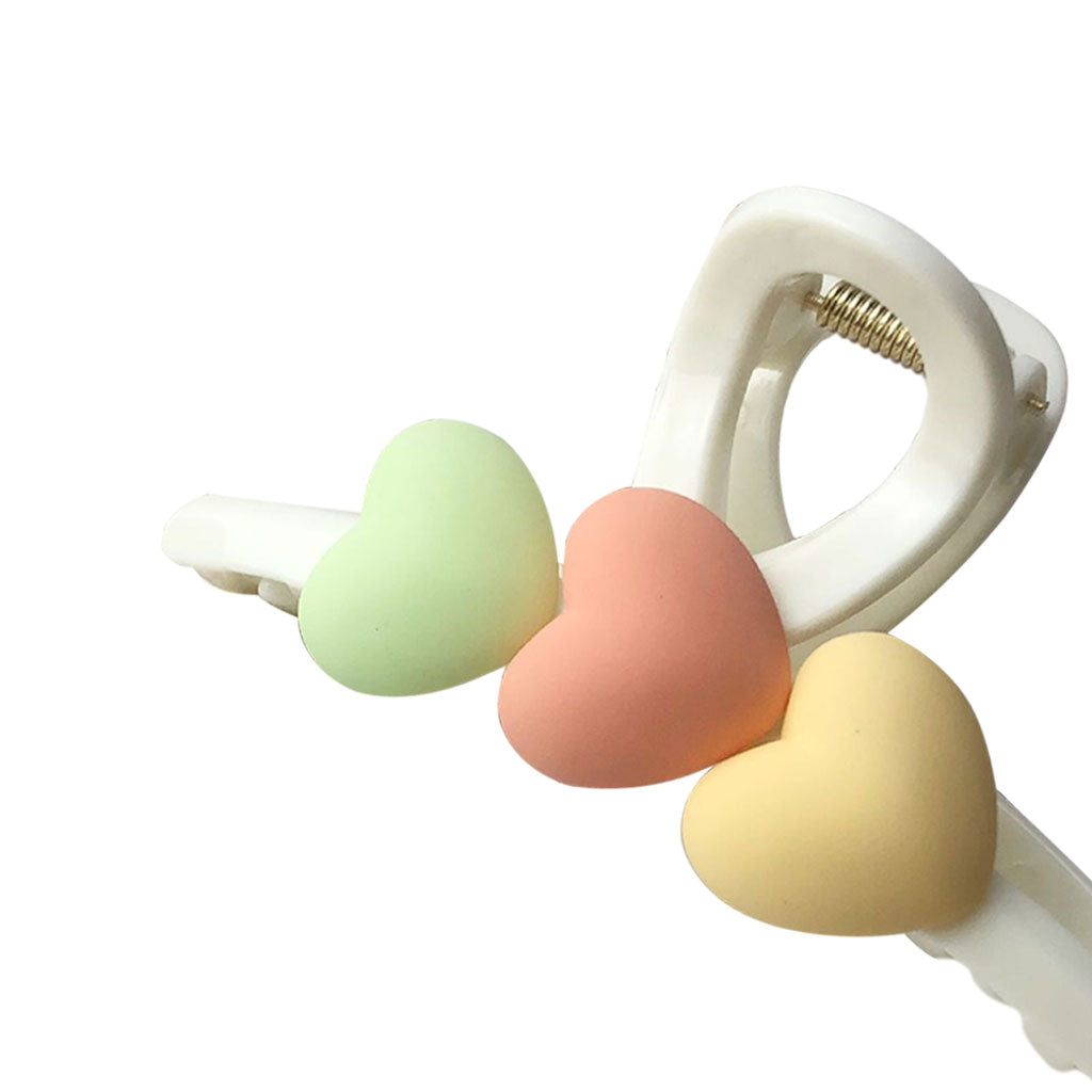 Acrylic Hair Claw Clips Hair Clamps Durable Jaw Heart White 4.33inch