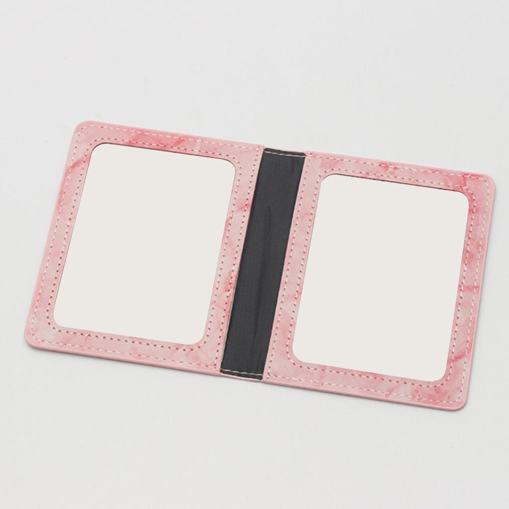 Vaccination Card Protector Slim Leather Wallet for Documents Pink