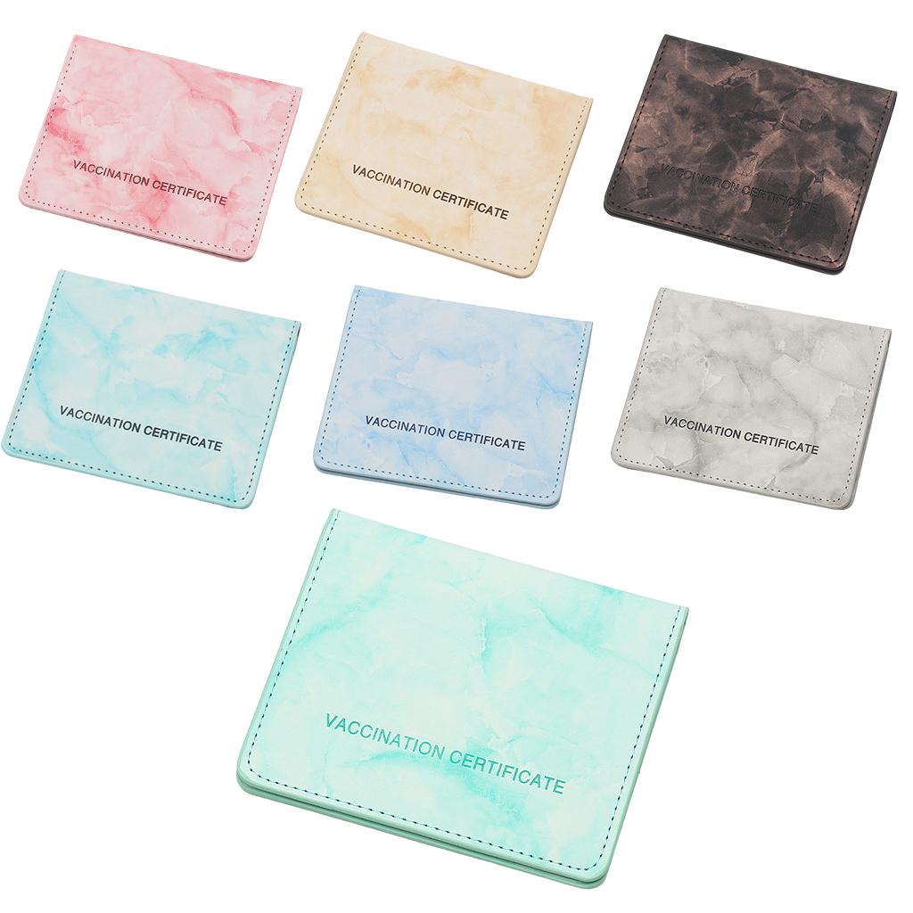Vaccination Card Protector Slim Leather Wallet for Documents Pink