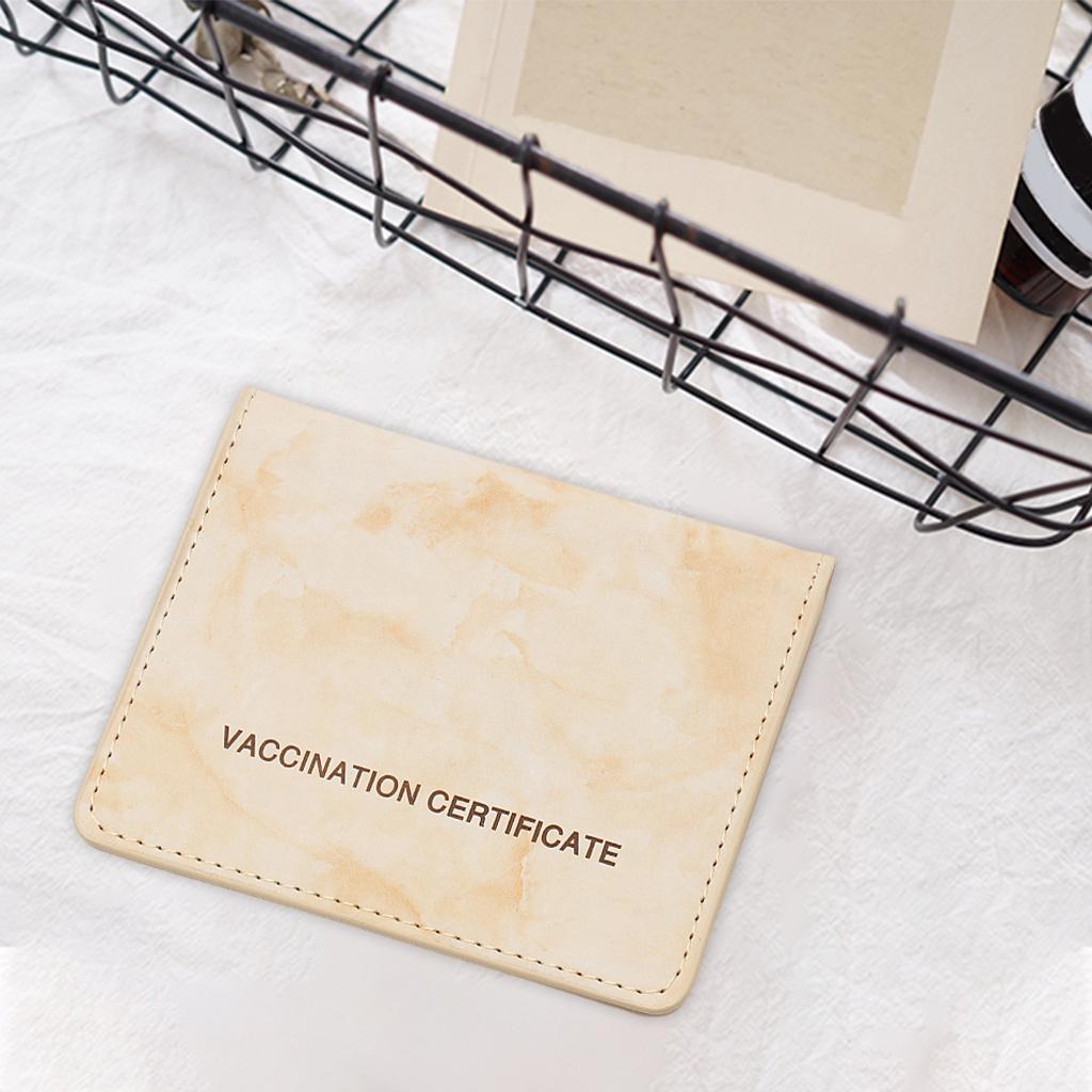 Vaccination Card Protector Slim Leather Wallet for Documents Yellow