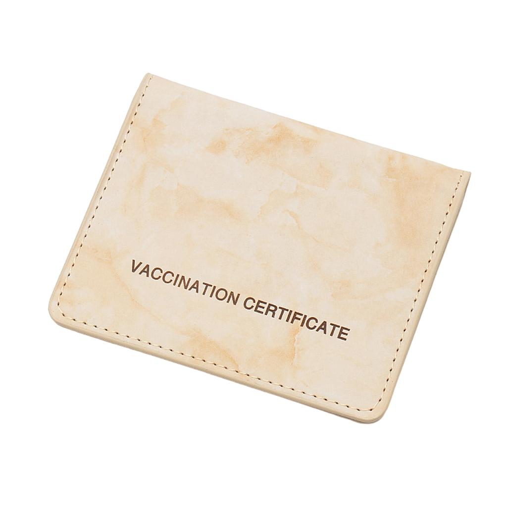 Vaccination Card Protector Slim Leather Wallet for Documents Yellow