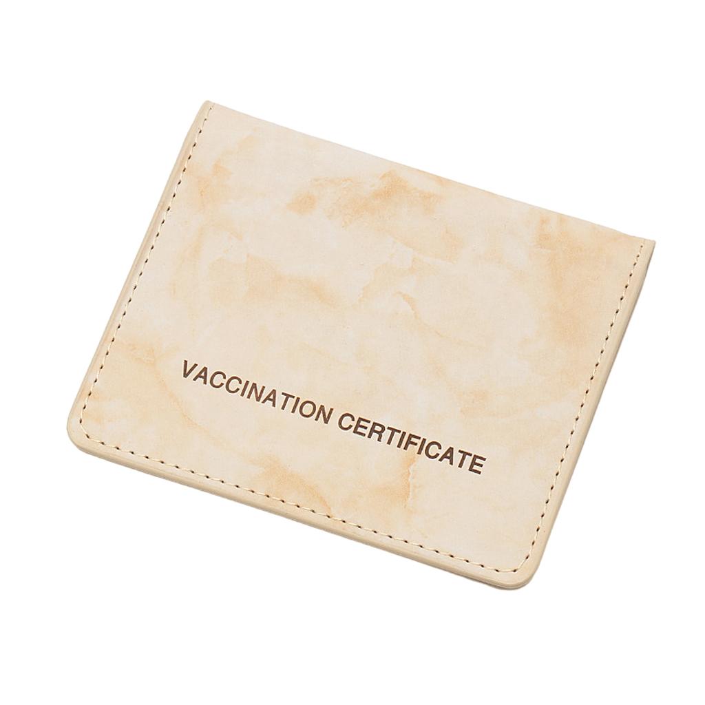 Vaccination Card Protector Slim Leather Wallet for Documents Yellow