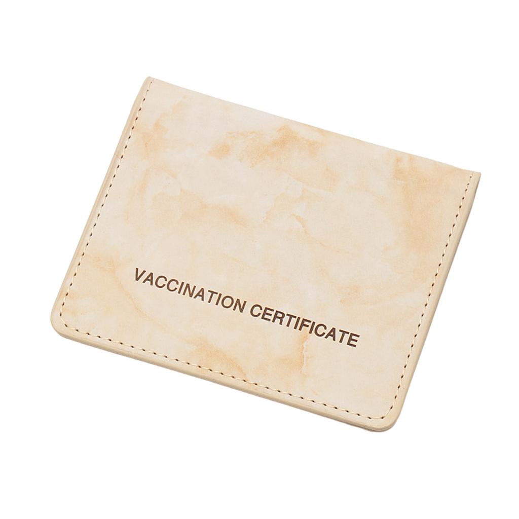 Vaccination Card Protector Slim Leather Wallet for Documents Yellow