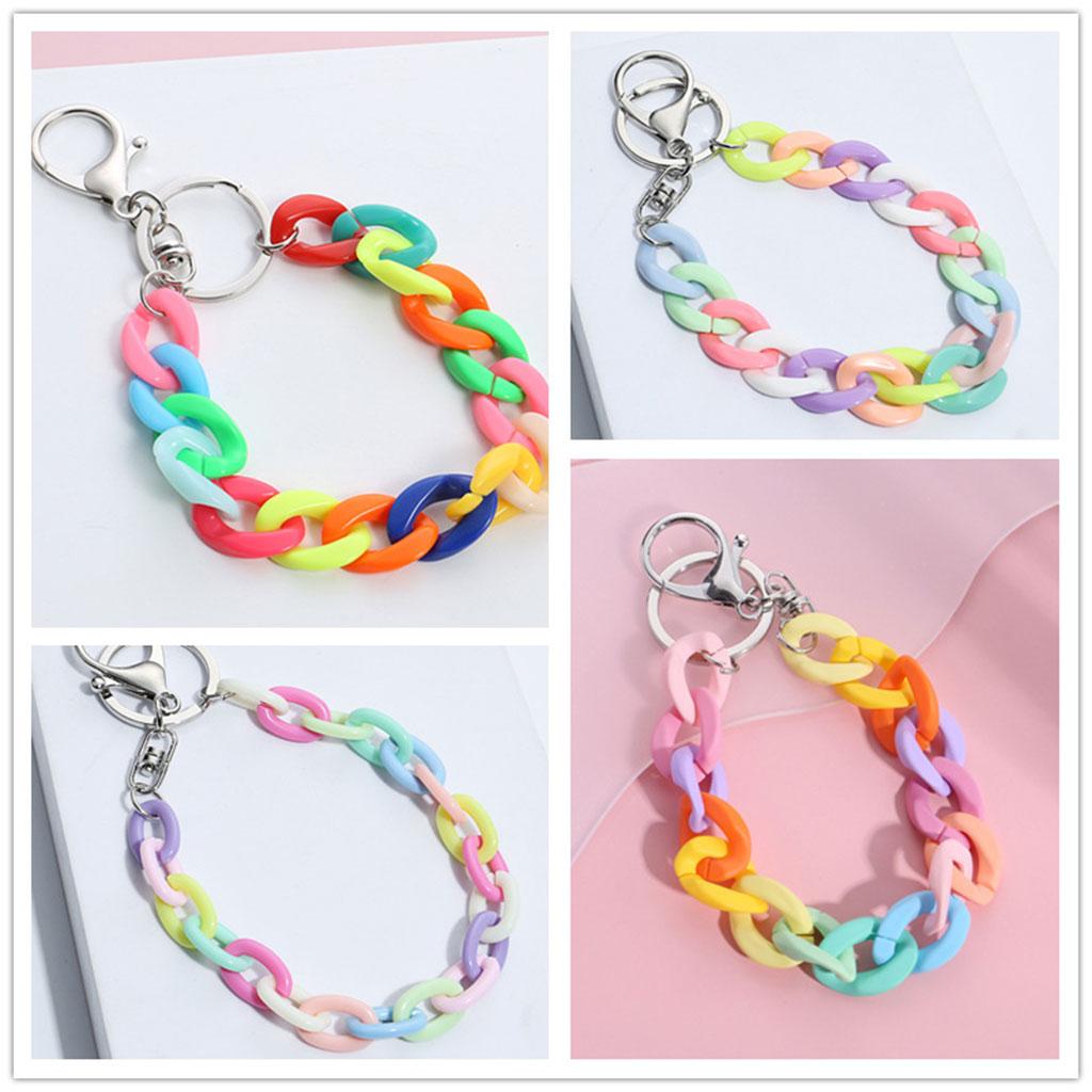 Acrylic Plastic Link Chain Keychain Keyring Personalized Handmade E3466