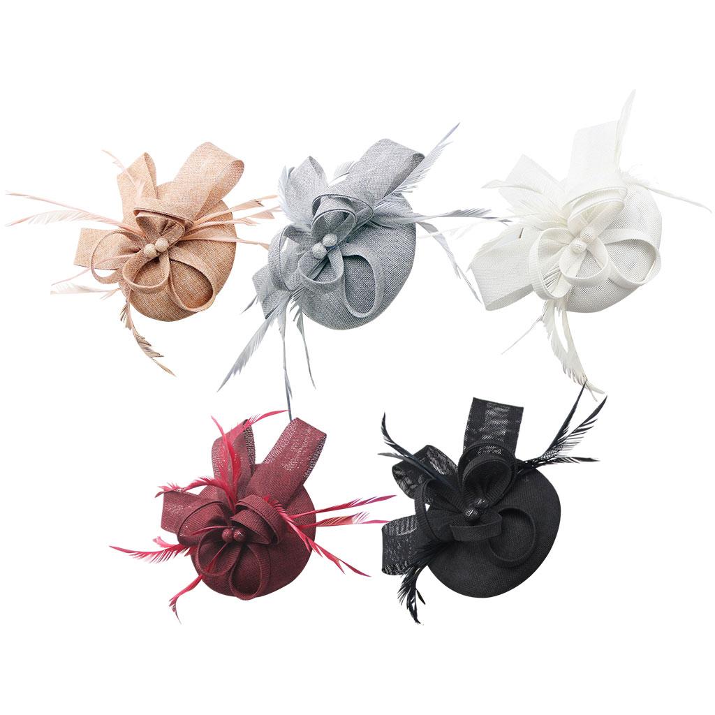 Women Bow Feather Headband Fascinator Hat Weddings Ladies Day Black