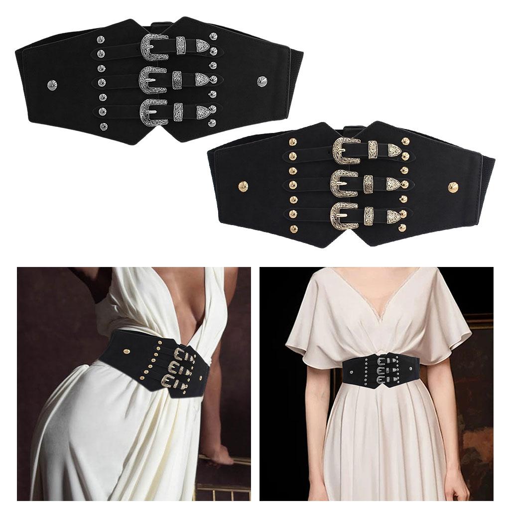 Retro Women Waist Belt Casual Alloy Buckle Fashion Dress Waistband Gold