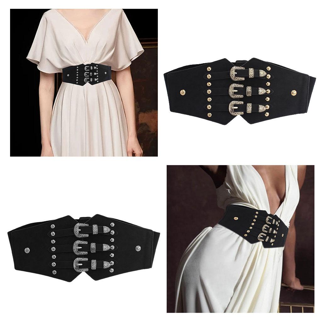 Retro Women Waist Belt Casual Alloy Buckle Fashion Dress Waistband Gold
