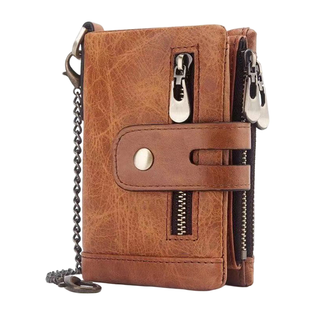 Mens Wallet Cowhide Leather Wallet Credit Card Holder RFID Bifold Brown
