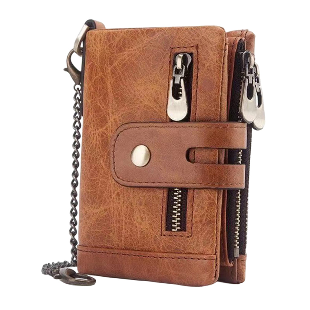Mens Wallet Cowhide Leather Wallet Credit Card Holder RFID Bifold Brown